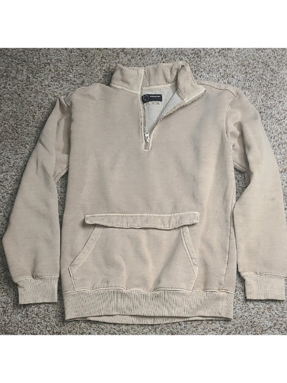 Original Use Cream Zip Up Sweater Casual Comfort